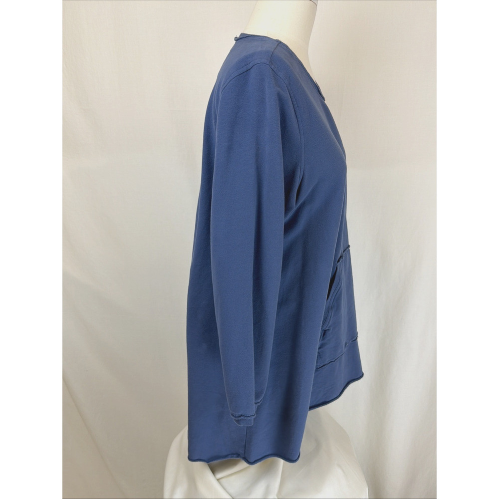 NWT Kleen Blue Long Sleeve Kangaroo Pocket High Low Hem Tunic Top #0726 SZ Large - Picture 4 of 9